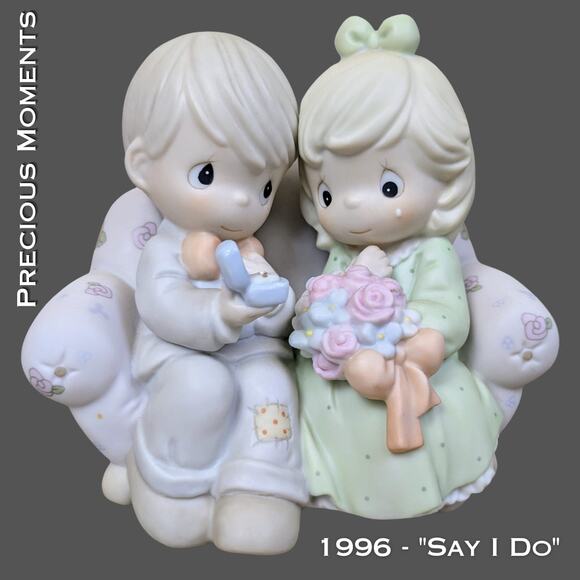 Precious Moments 261149 "Say I Do" Figurine 1996 Enesco Proposal Cake Topper - Picture 1 of 10